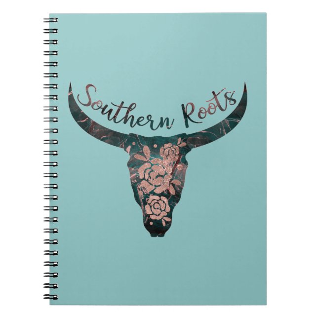 Carnet Racines du Sud Longhorn Country Rose rose et vert (Devant)