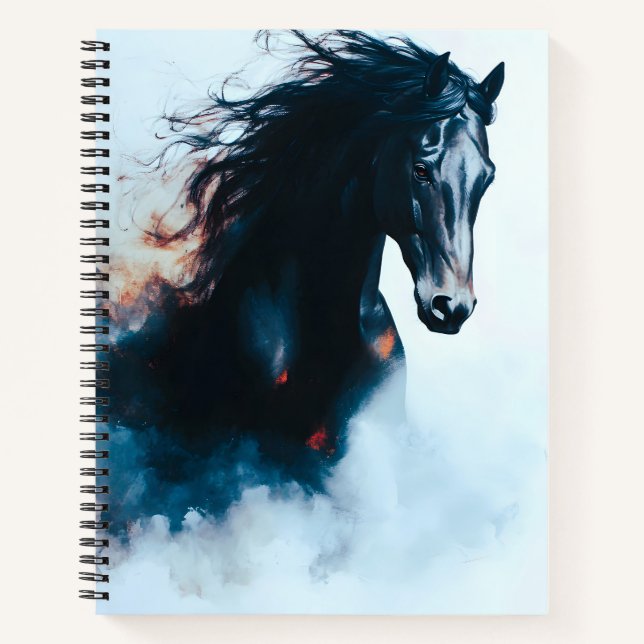 Carnet  Racing Black Horse Portrait Minimalist (Devant)