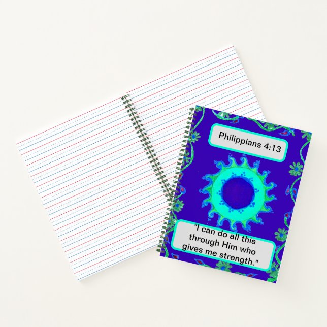 Carnet Radiance florale : Philippiens 4:13 Ciel bleu et s (Intérieur)