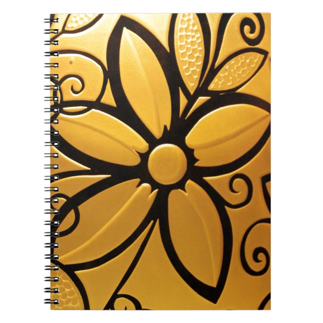 Carnet Radiant Golden Yellow Floral Design (Devant)