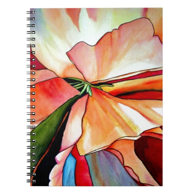 Carnet Rainbow Begonia flower watercolour original (Devant)