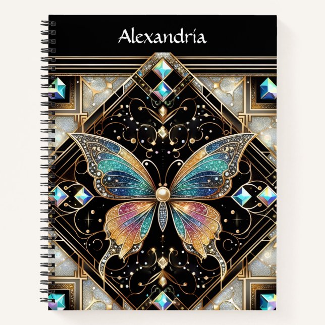 Carnet Rainbow Butterfly Art Deco Spiral Notebook (Devant)