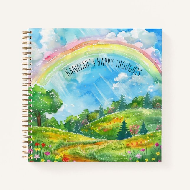 Carnet Rainbow Countryside Happy Thoughts Santé mentale (Devant)