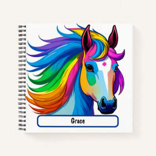 Carnet Rainbow Horse Avec Nametag Personnalisé