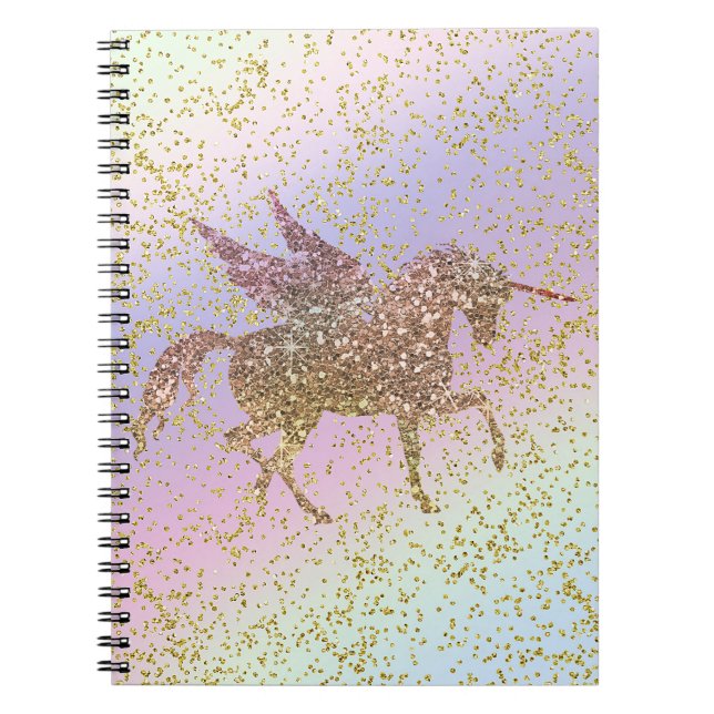 Carnet Rainbow Pastel Gold Parties scintillant Unicorn Fi (Devant)