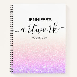 Carnet Rainbow Pink Parties scintillant Girly Ombre Nom d