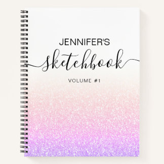 Carnet Rainbow Pink Parties scintillant Girly Ombre Nom d