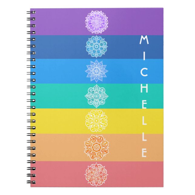 Carnet Rainbow Seven Chakras White Mandalas (Devant)