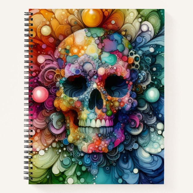 Carnet Rainbow Skull Alcohol Ink Deluxe (Devant)