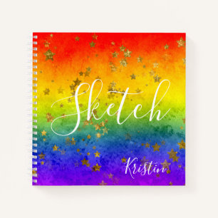 Carnet Rainbow Star Abstrait Votre nom Sketchbook