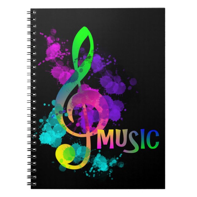 Carnet Rainbow Treble Clef Music Thème (Devant)