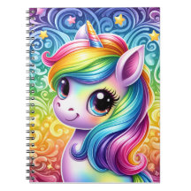 Rainbow unicorn cute fun notebook