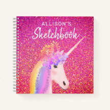 Rainbow Unicorn Pink Parties scintillant Sketchboo