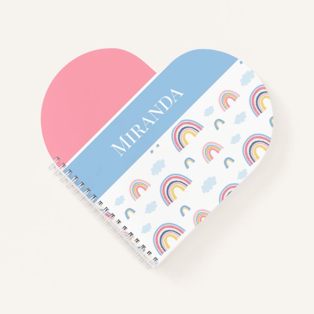 Carnet Rainbows Pink Blue Typographie personnalisée (Devant)