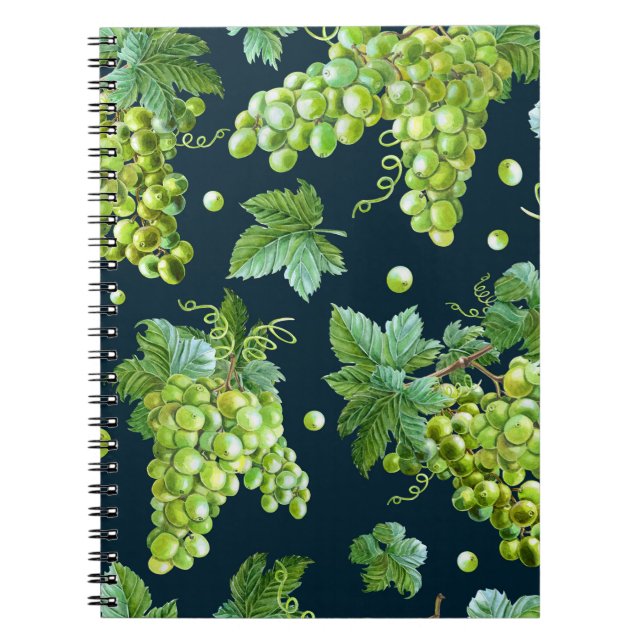 Carnet Raisin vert : Aquarelle Motif foncé (Devant)