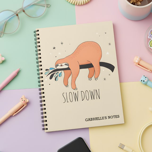 Carnet Ralentir - Fente Drôle (Sloth down with this sloth notebook. )