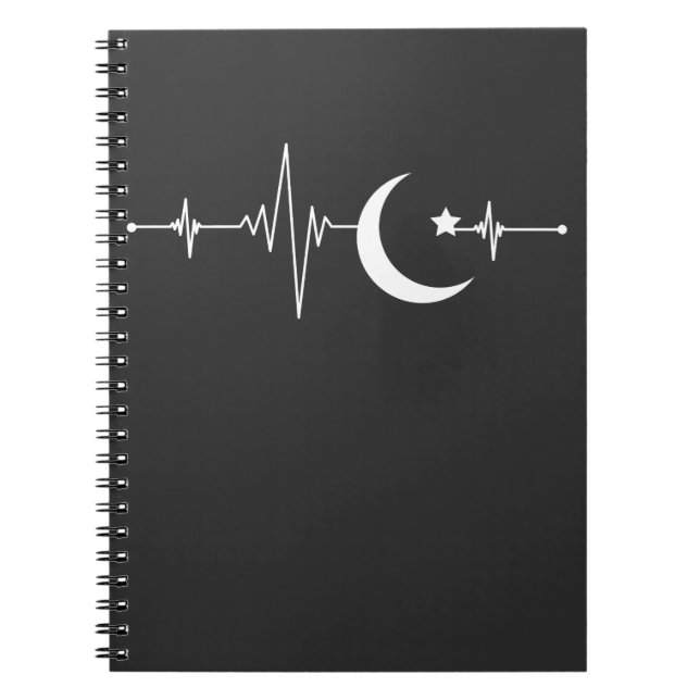 Carnet Ramadan Moon Islam Heartbeat Croissant musulman (Devant)