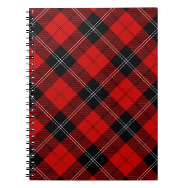Carnet Ramsay tartan rouge noir plaid (Devant)