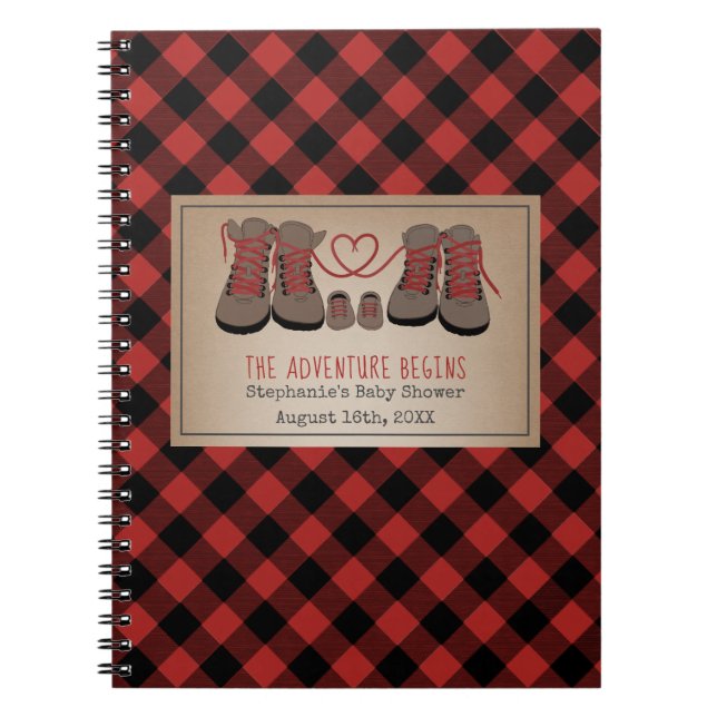 Carnet Randonnées d'aventure Bottes Plaid Baby shower liv (Devant)