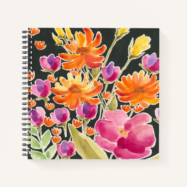 Carnet Rassemblement splendide - Fleurs roses et orange (Devant)