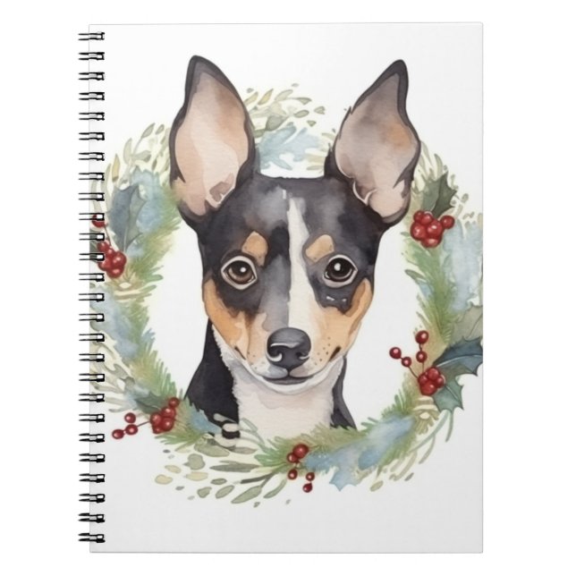 Carnet Rat Terrier Fête de Noël Wreath Pup (Devant)