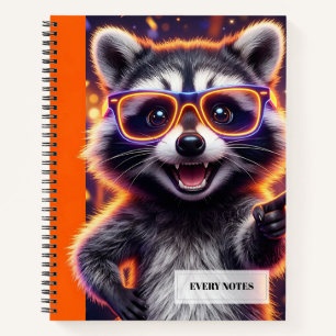 Carnet Raton laveur avec des lunettes jaunes lumineuses à