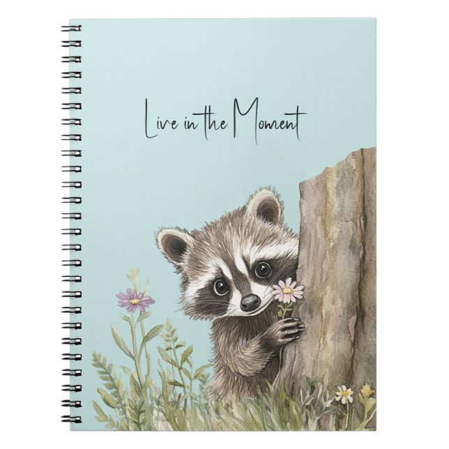 Carnet Raton laveur avec fleur (Devant)