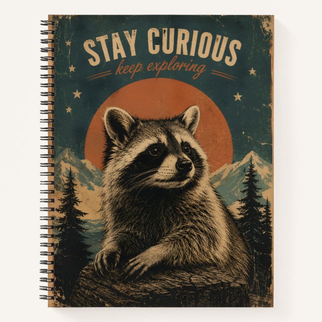 Carnet Raton laveur curieux vintage  (Devant)