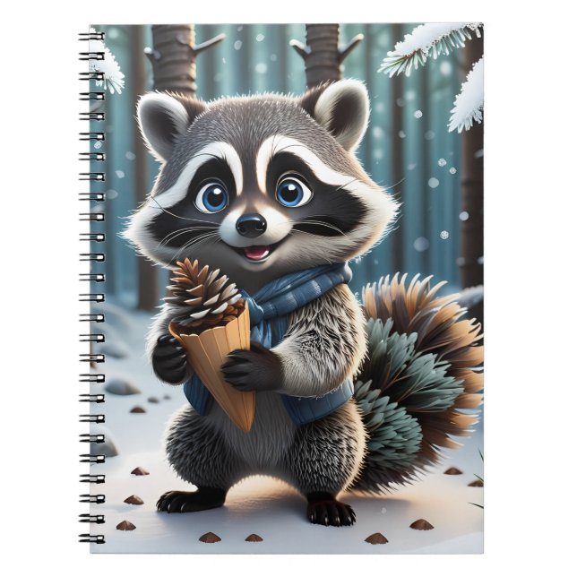 Carnet Raton laveur de style Kawaii mignon avec un cône d (Devant)