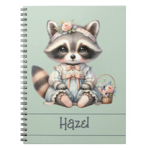 Carnet Raton laveur pastel Cottagecore habillé vintage