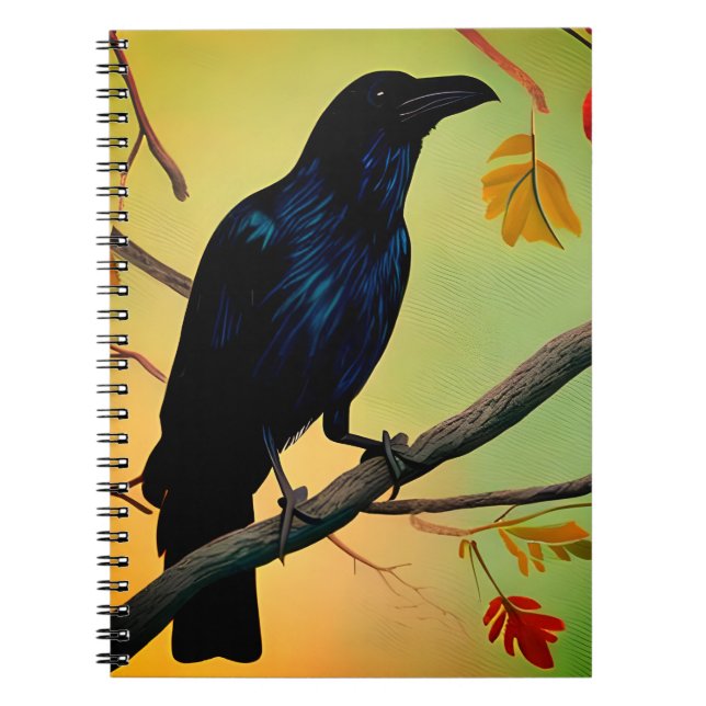 Carnet Raven De Plaisir Entouré Sur Branche (Devant)