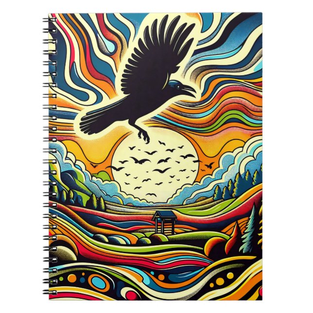 Carnet Raven Flight Horizon – Paysage de ciel vibrant (Devant)