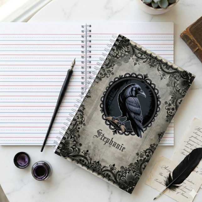 Carnet Raven Notebook – Gothic Dark Academia Gift (Gothic raven dark academia notebook)