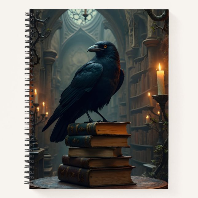 Carnet Raven Perched on Booiks (Devant)
