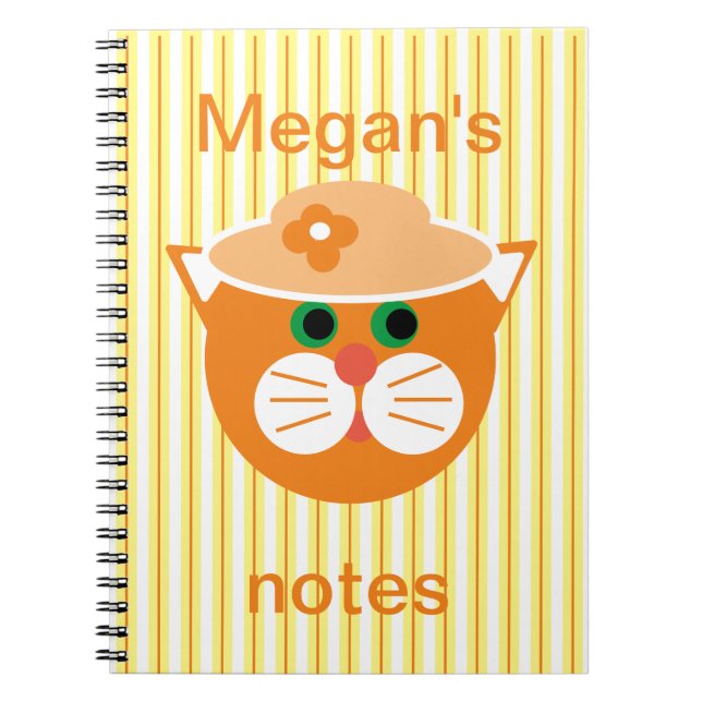 Carnet rayé de chats de Lady Orange (Devant)