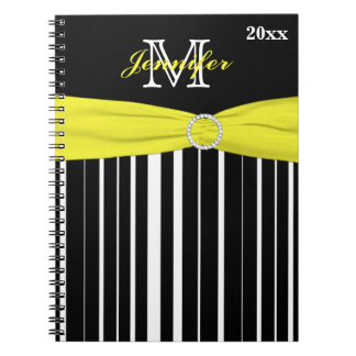Carnet rayé noir jaune personnalisé
