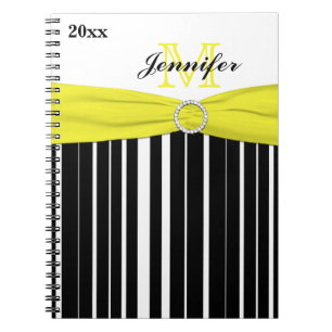 Carnet rayé noir jaune personnalisé