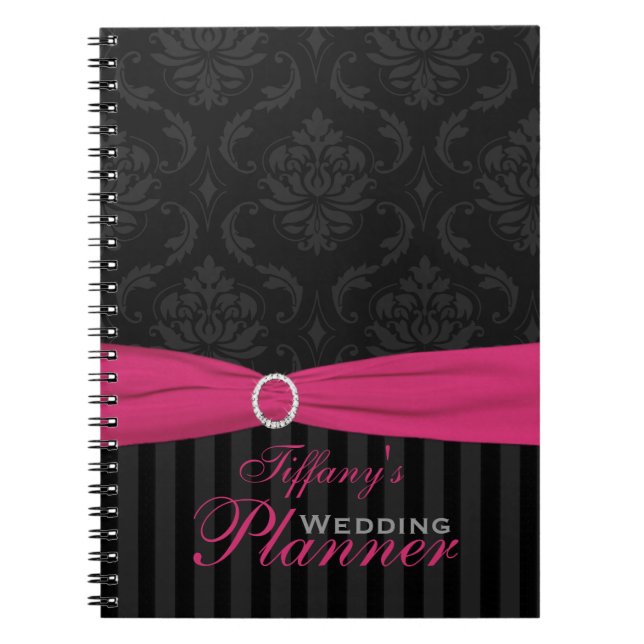Carnet rayé rose gris noir (Devant)