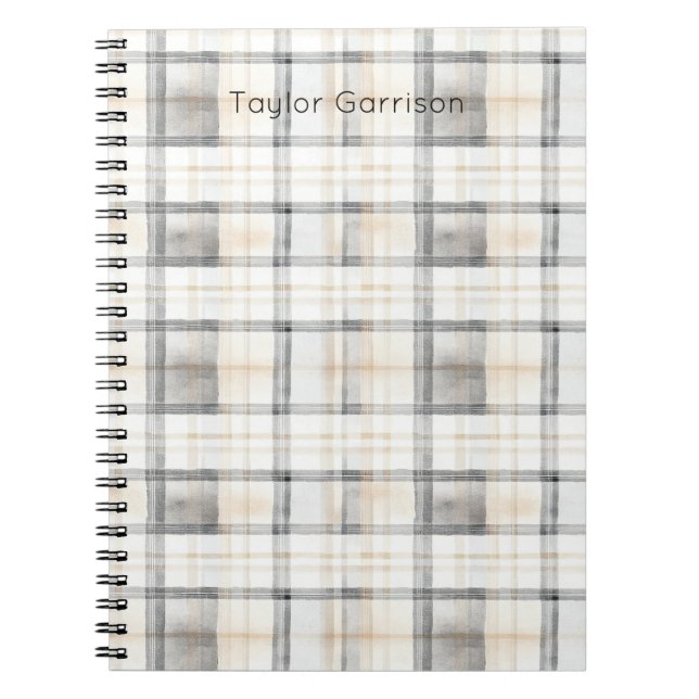Carnet Rayes à carreaux gris jaune crème (Devant)