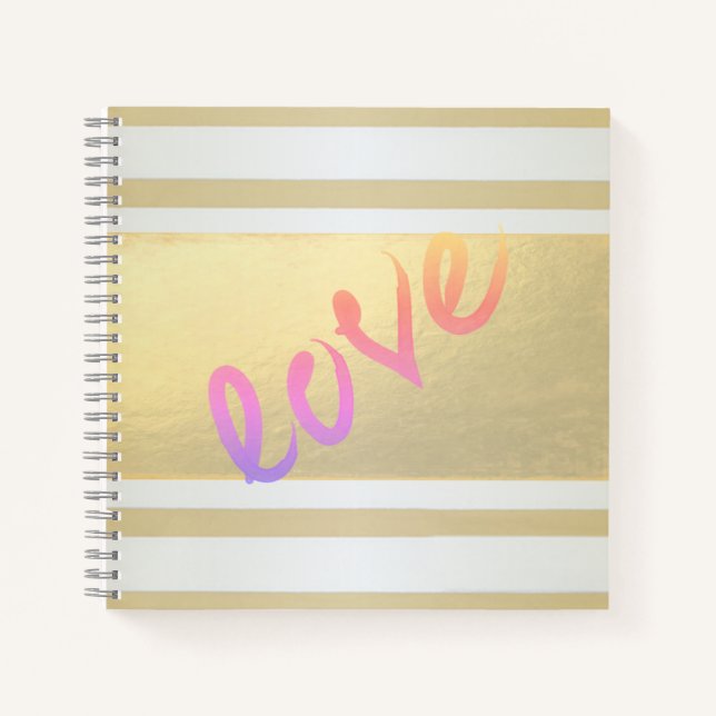 Carnet Rayes dorées modernes féminines, Amour (Devant)