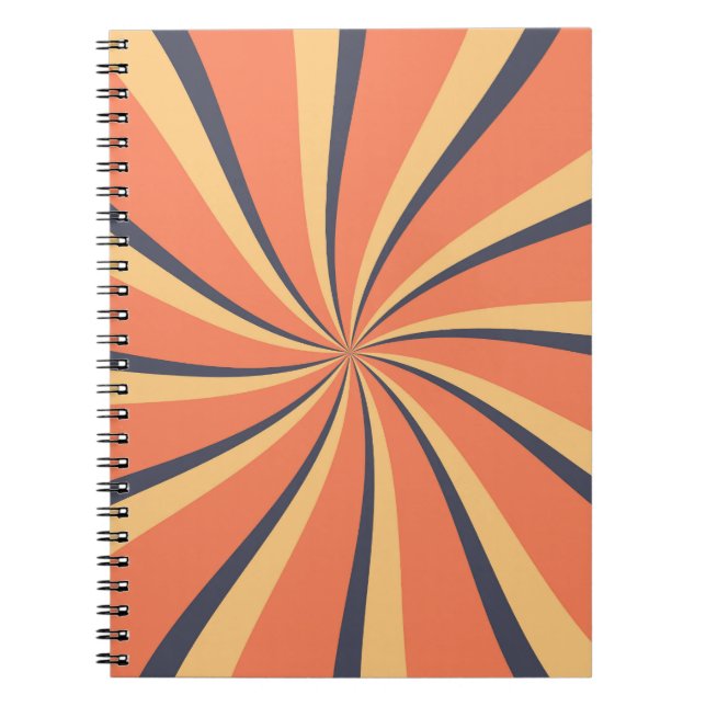 Carnet Rayons de soleil de style orange et bleu foncé (Devant)