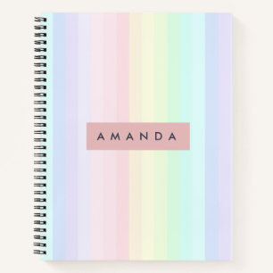 Carnet Rayure arc-en-ciel pastel personnalisée