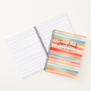 Carnet Rayure colorée aquarelle lumineuse personnalisée