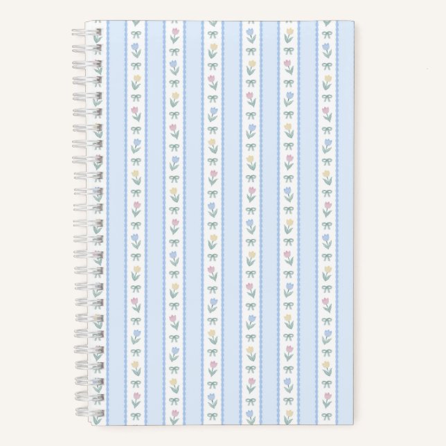 Carnet Rayure de ruban de tulipe bleu (Recto)