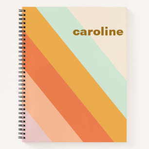 Carnet Rayure diagonale colorée Rétro Pastel Personnalisé
