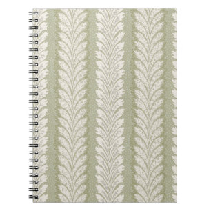 Carnet Rayure élégante de plume sauge, botanique élégant