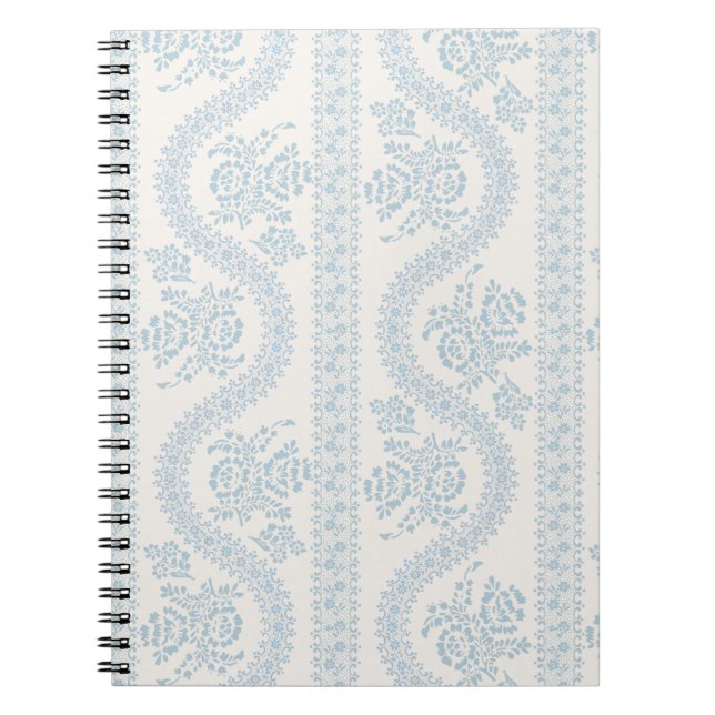 Carnet Rayure florale bleu clair, crème vintage (Devant)