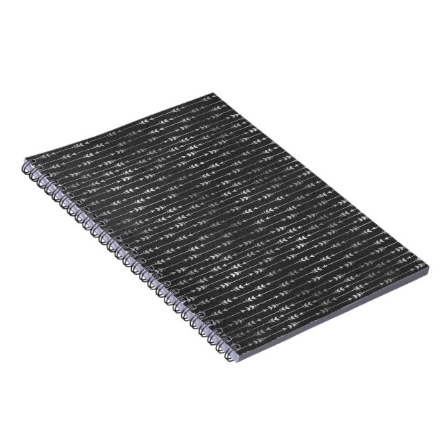 Carnet Rayure grise abstraite de style bohème fléché (Côté Droit)