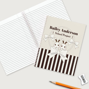 Carnet Rayure Moderne Classique Jolis Jumeaux Lapin Enfan