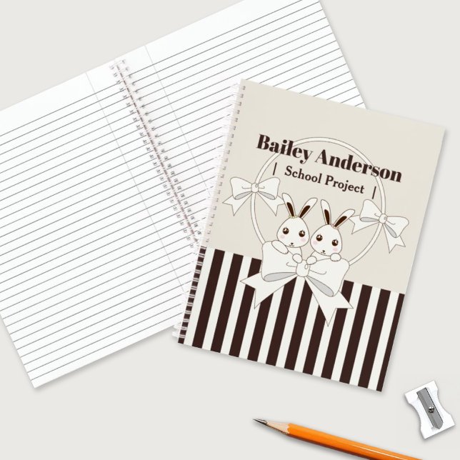 Carnet Rayure Moderne Classique Jolis Jumeaux Lapin Enfan (Créateur téléchargé)